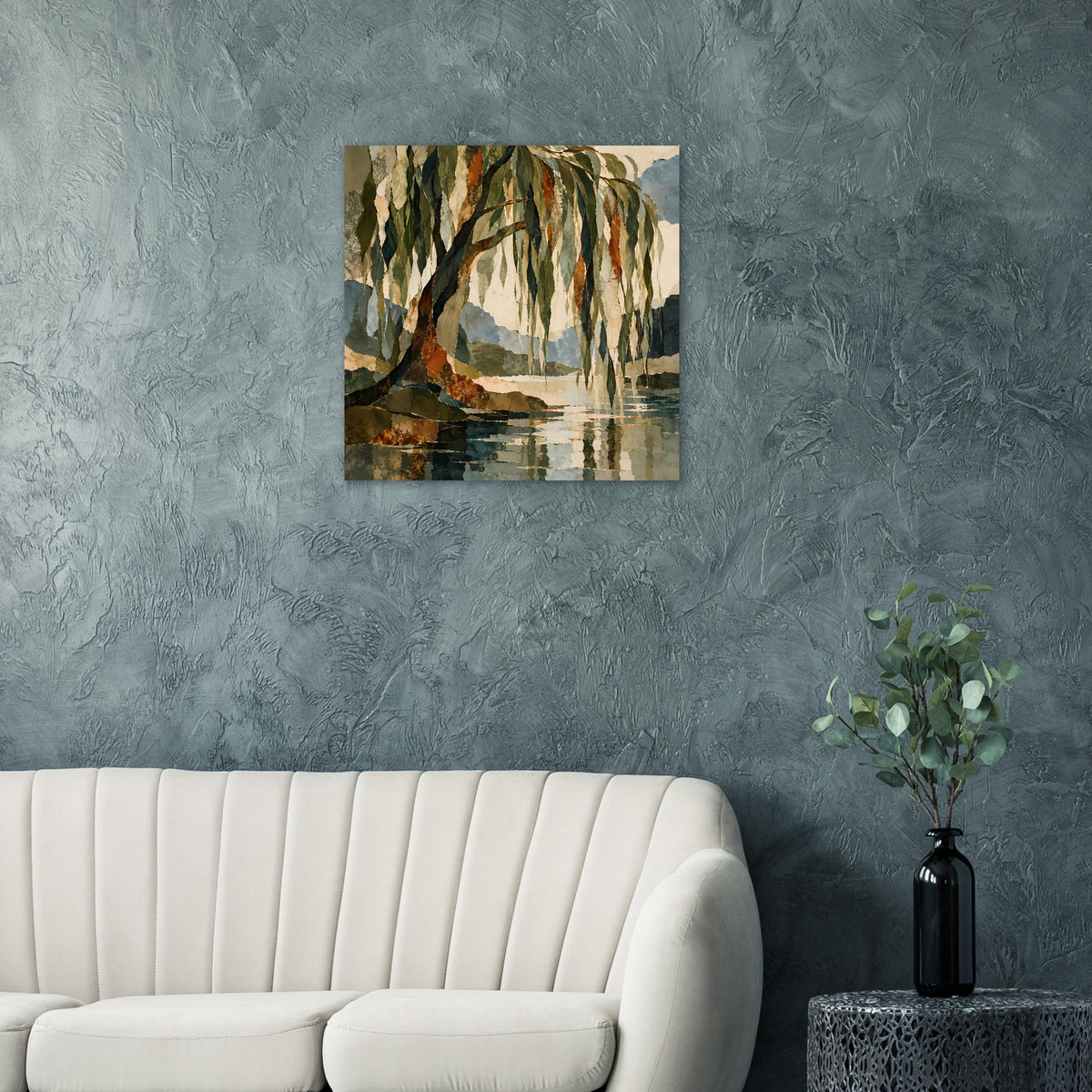 Wandposter mit Landschaftsbild: Wald am See, Spiegelung auf dem Wasser