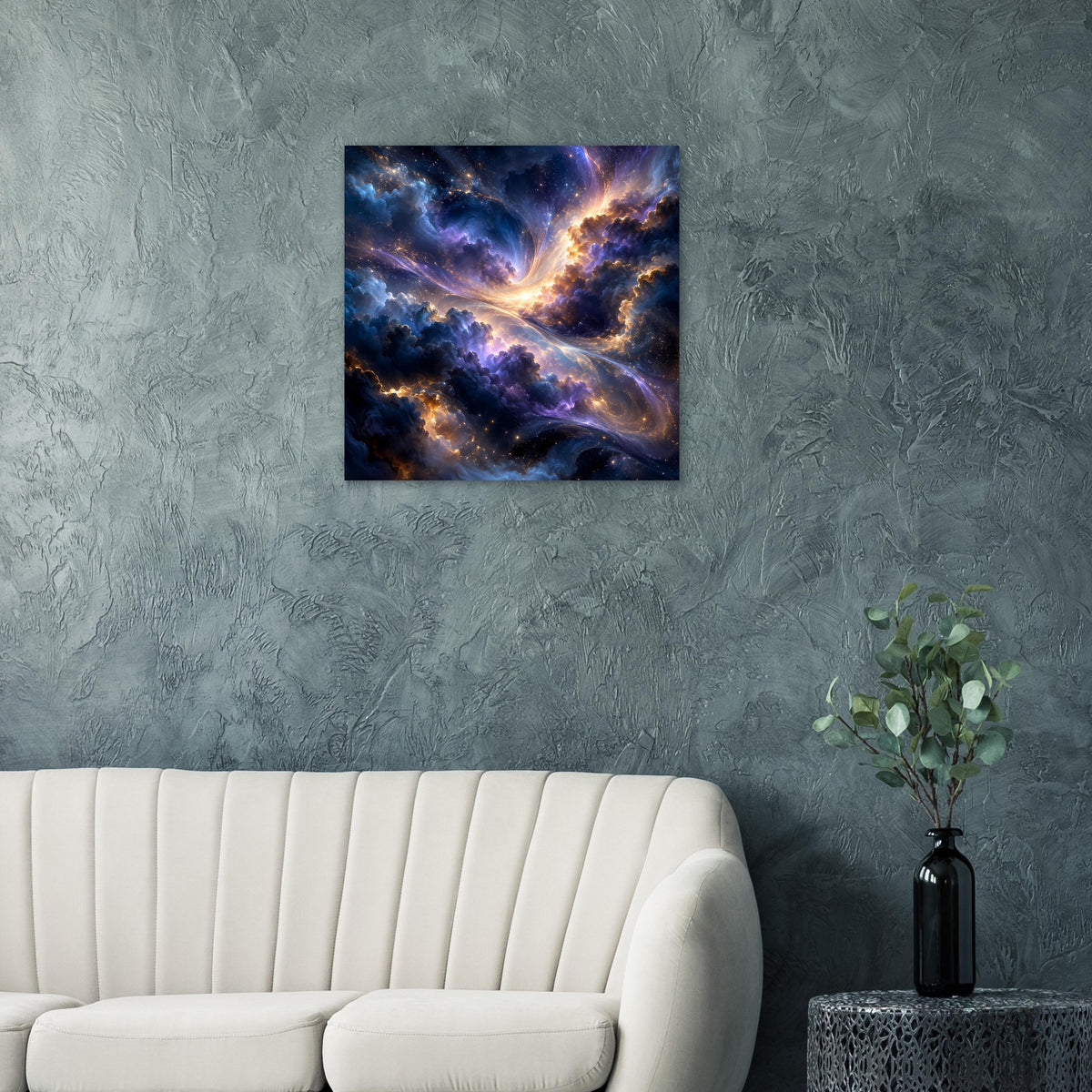 Leuchtendes Galaxieposter auf Premium-Mattpapier, quadratisch, dunkler Weltraumhintergrund
