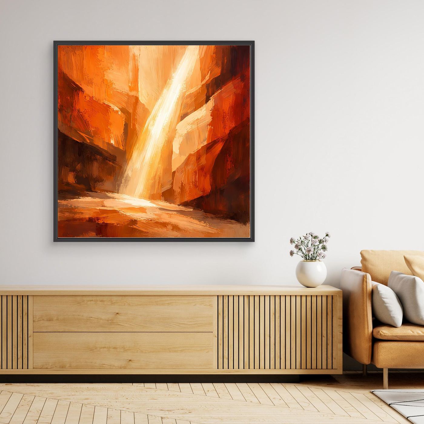 Leinwand Magischer Lichtstrahl im Canyon | Abstraktes Felsen Wandbild
