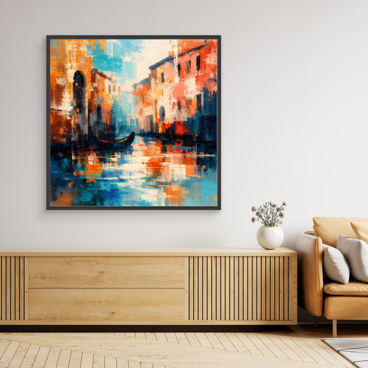 Leinwand Romantisches Venedig bei Sonnenuntergang | Abstraktes Gondel Wandbild