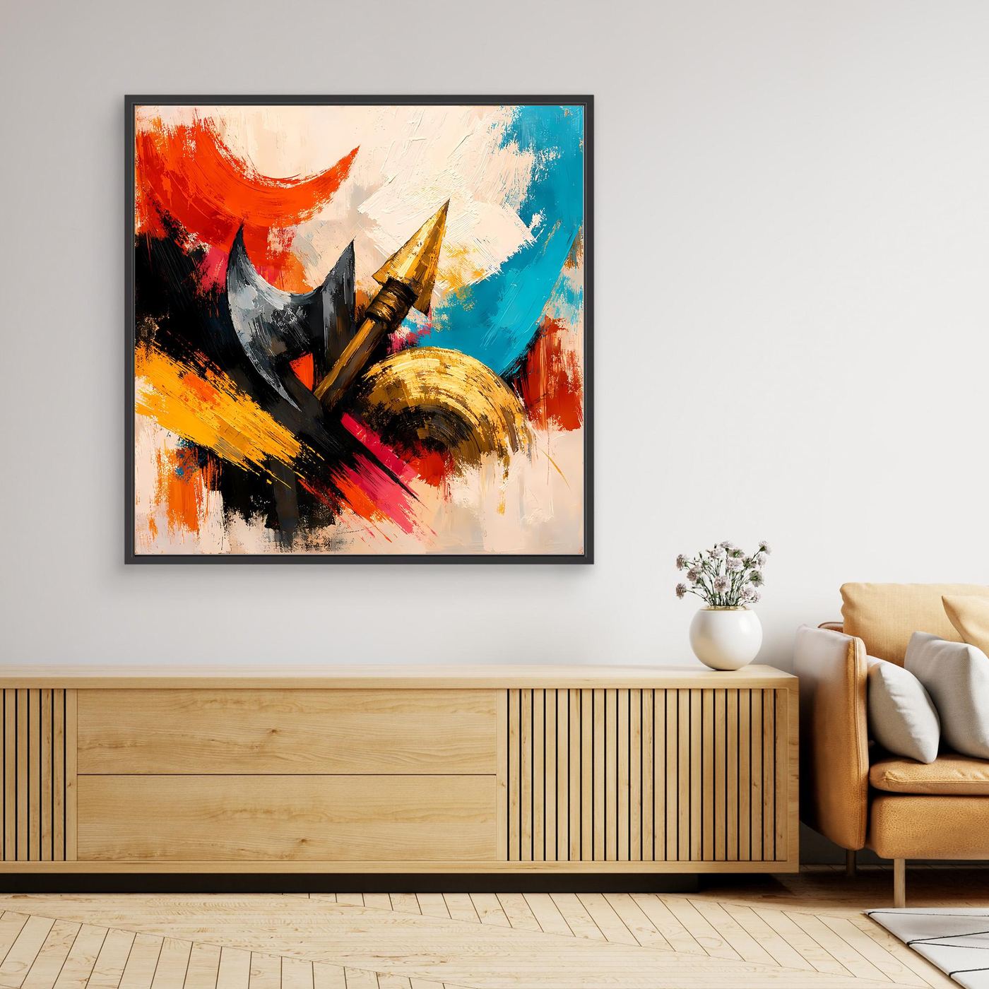 Premium Leinwand Abstrakte Wikinger Waffen | Modernes Kunst Poster Historische Wanddeko