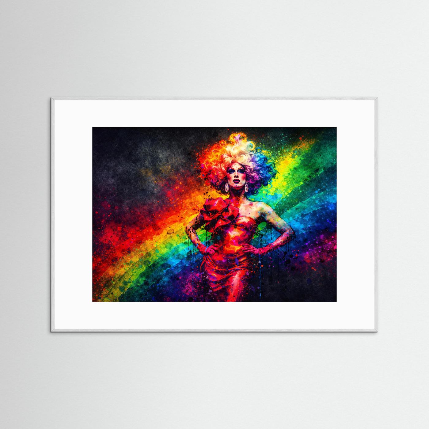 Regenbogen-Gala & Glamour | Moderner Pop Art Print Querformat Wandbild