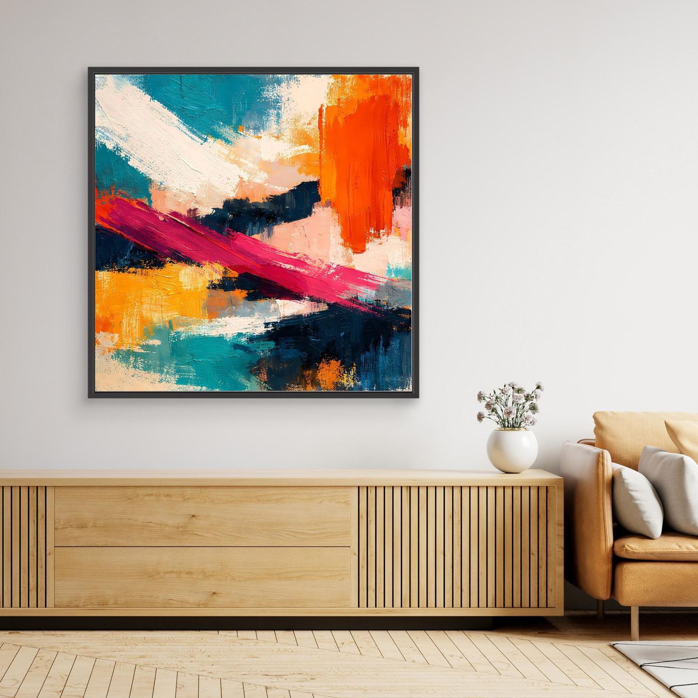Premium Leinwand Modernes Abstraktes Gemälde | Wandbild Farbexplosion im Impasto-Stil