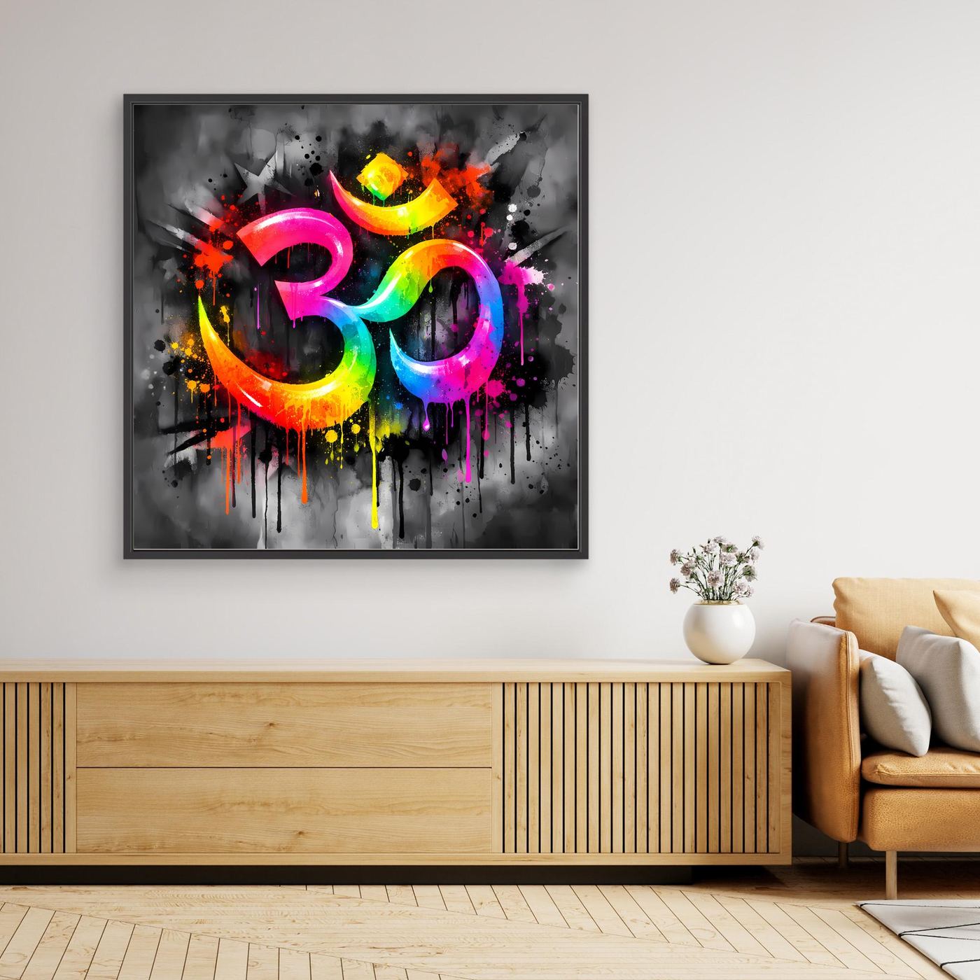 Leinwandbild Spirituelles Om-Symbol | Abstraktes Yoga & Meditation Wandbild auf Keilrahmen