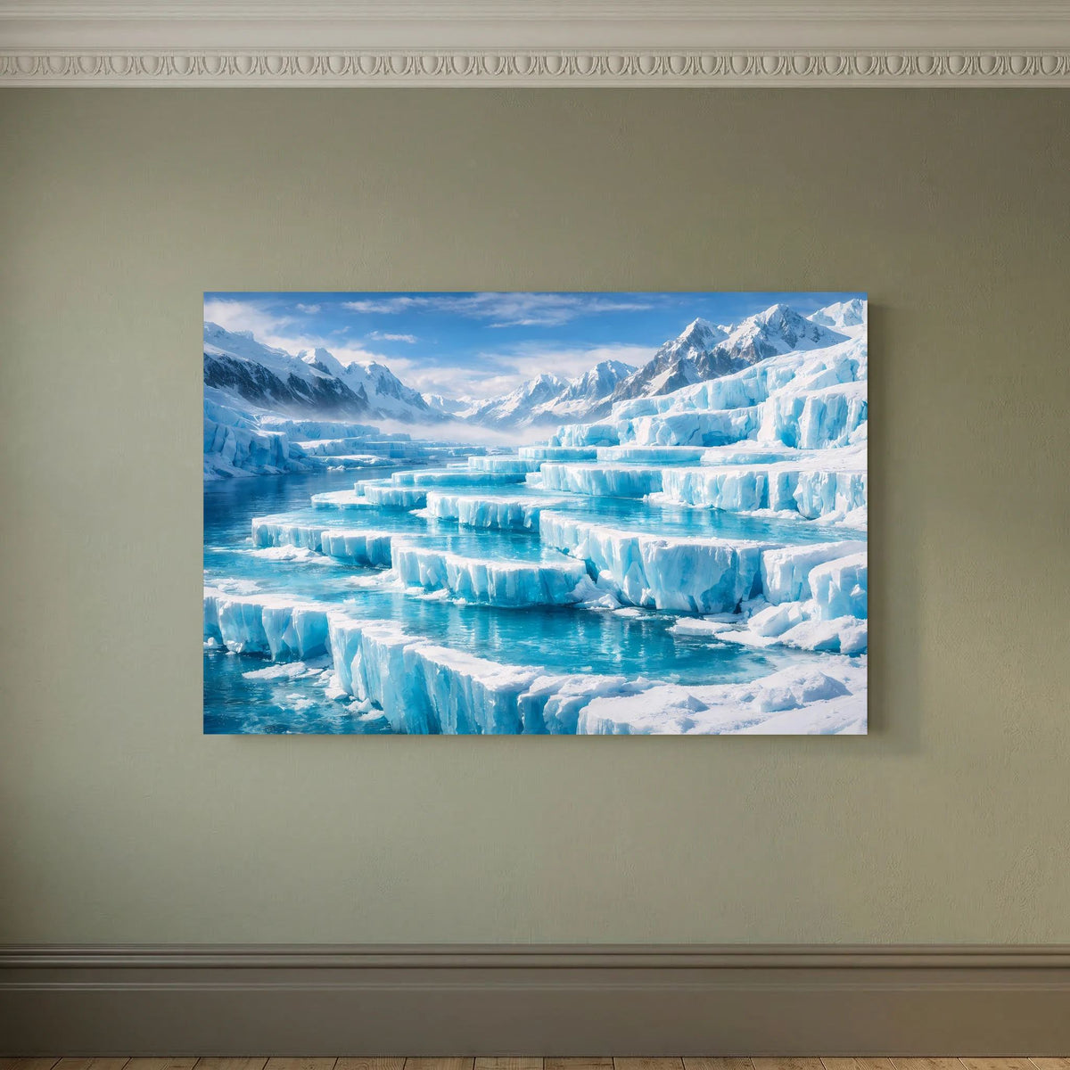 Querformatiges Poster: arktische Gletscherlandschaft mit Bergen im Hintergrund