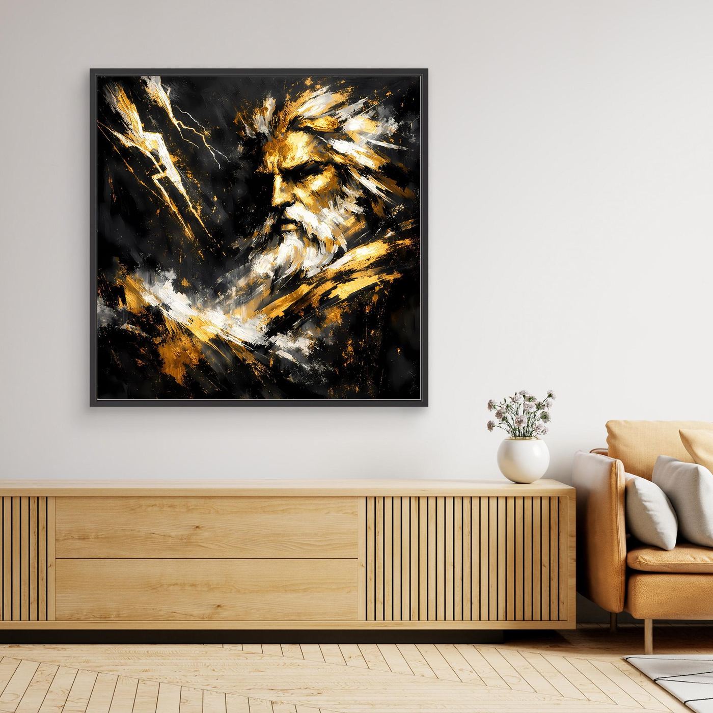Leinwand Goldener Zeus Göttervater | Abstraktes Mythologie Wandbild Modern