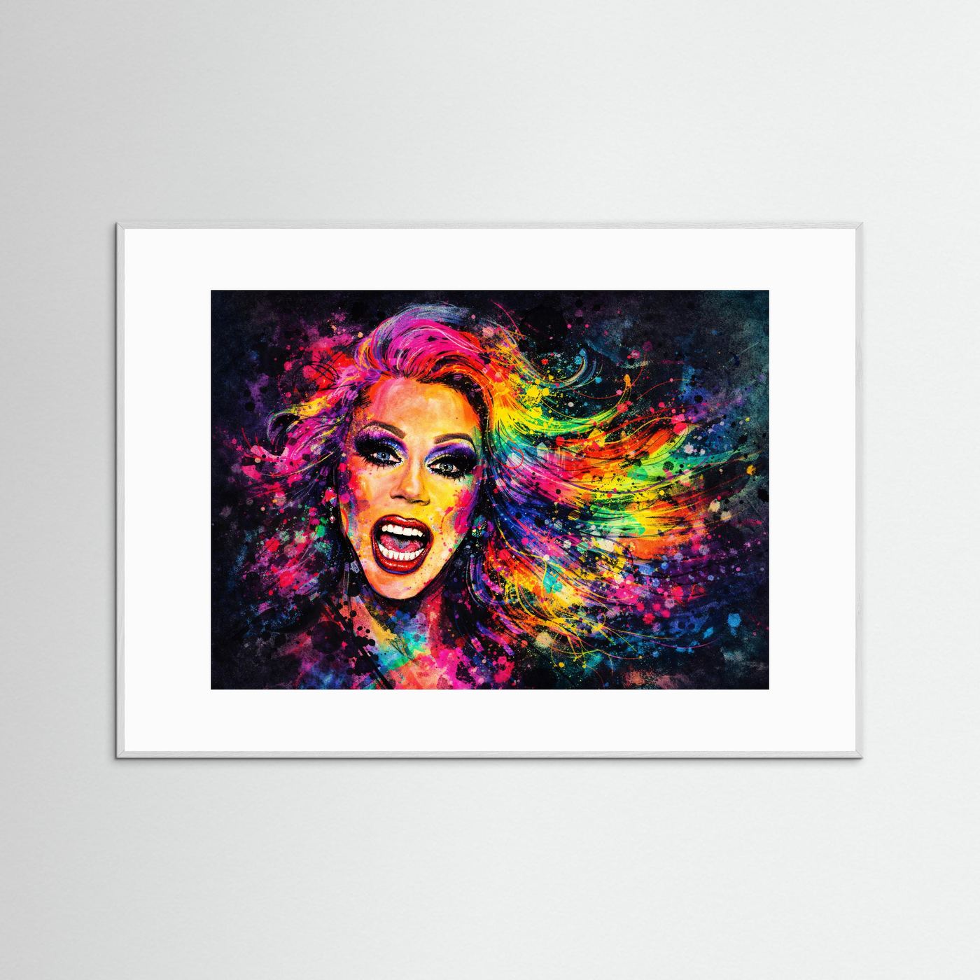 Ausdrucksstarkes Buntes Frauen Portrait | Pop Art Wandbild & Kunst Poster Querformat