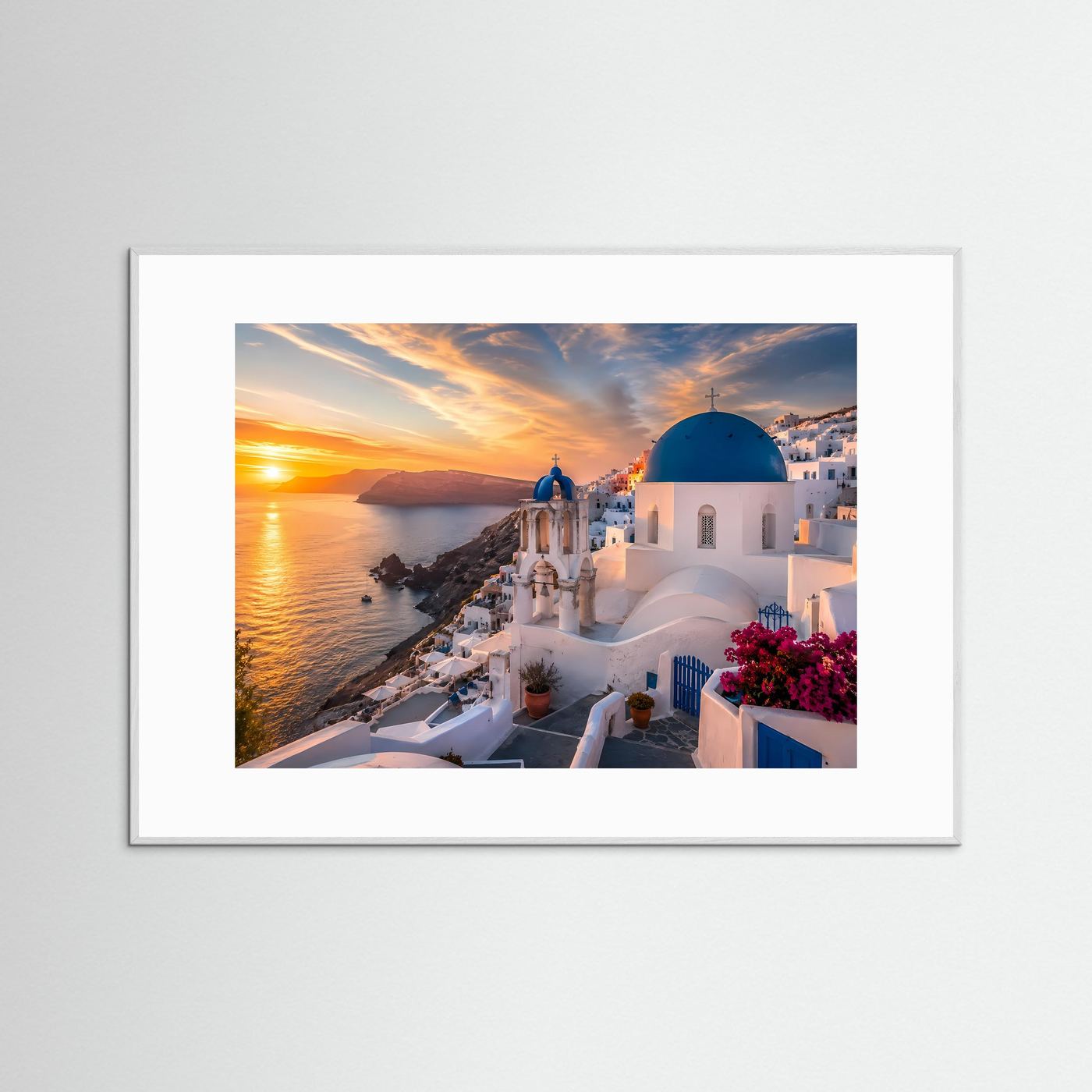 Traumhaftes Santorini bei Sonnenuntergang | Griechische Insel & Architektur Poster