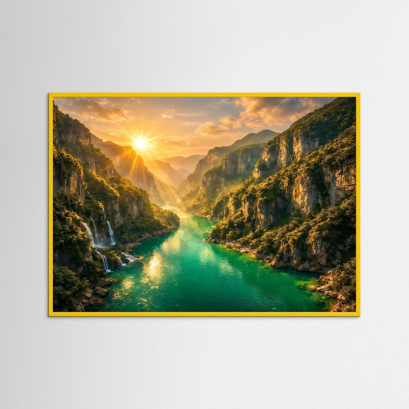 Poster Flusslandschaft im Canyon | Sonnenschein Wandbild Natur