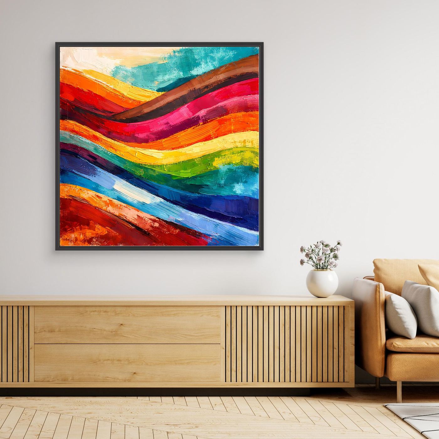 Abstraktes Farbenspiel Leinwandbild | Moderne Farbexplosion Kunst-Wandbild