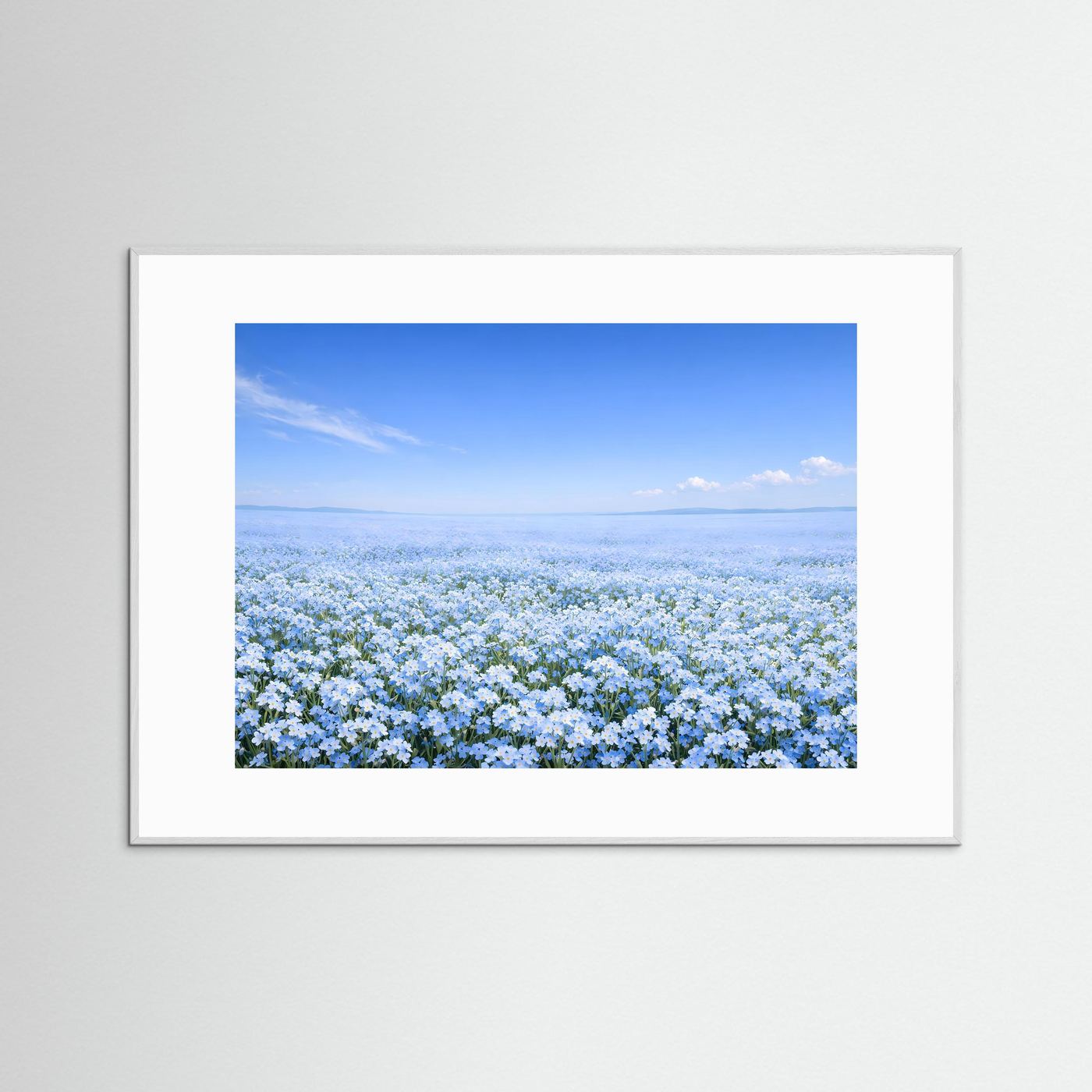 Endloses Vergissmeinnicht Blumenfeld | Blaues Blütenmeer Natur Poster Querformat