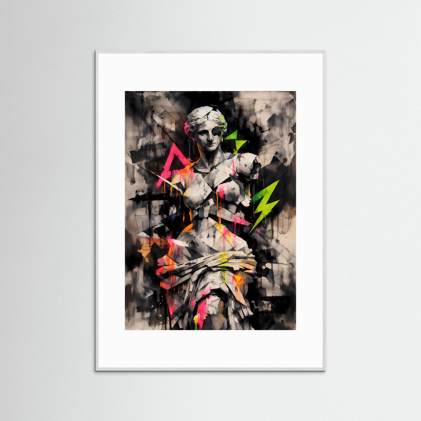 The Neon Venus | Luxuriöses Skulpturen Poster Bunt & Dunkel | Abstraktes Statue Kunstposter Hochformat