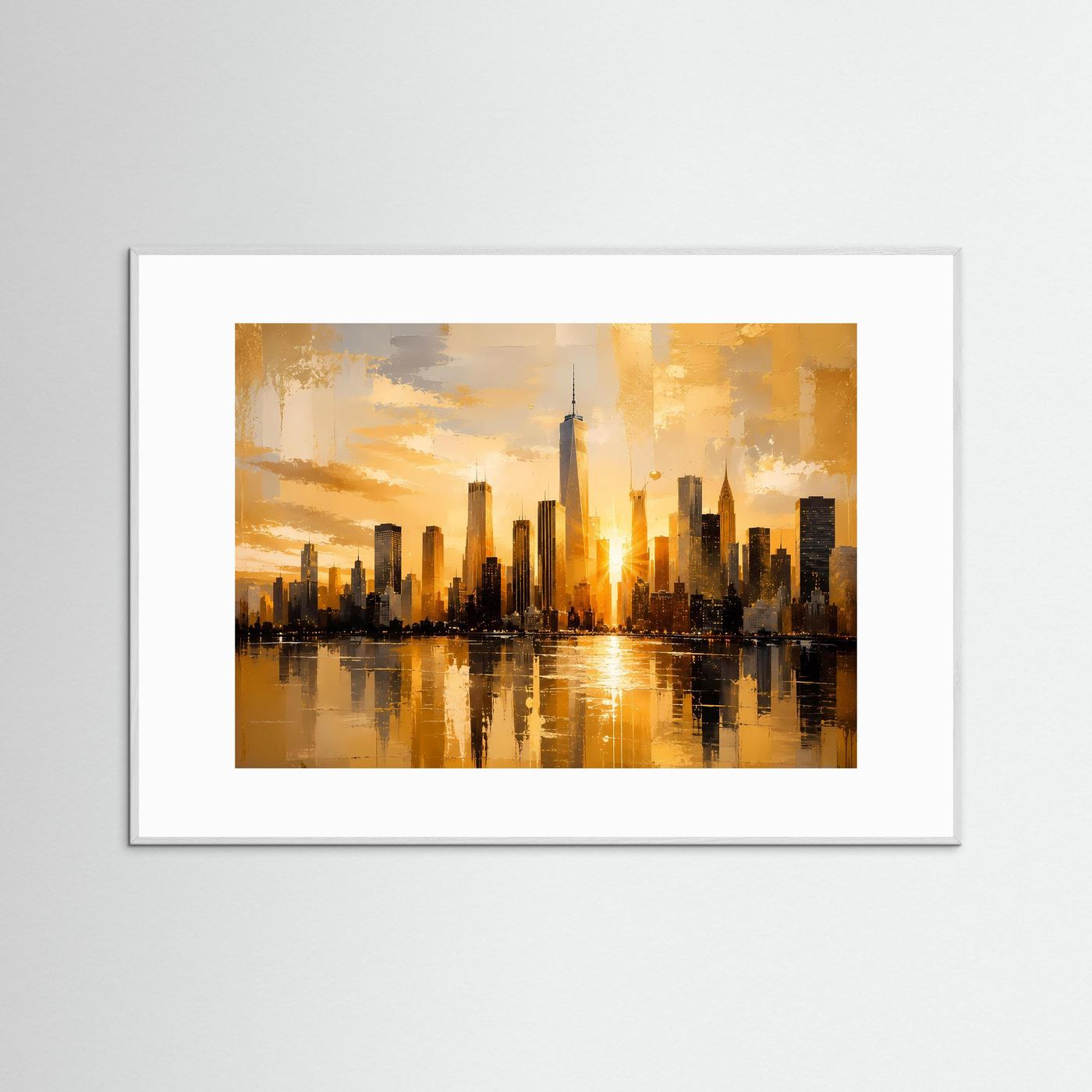 Luxuriöse Skyline von New York in Gold | Moderne City Wall Art Poster Querformat