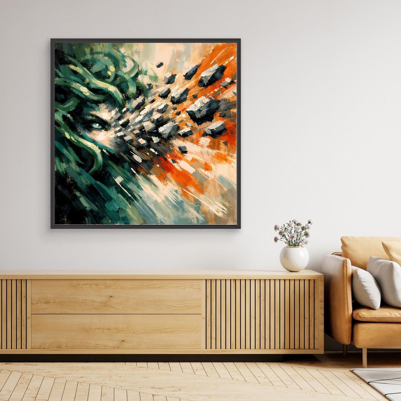 Leinwand Medusa Steinblick | Abstraktes Mythologie Fantasy Wandbild