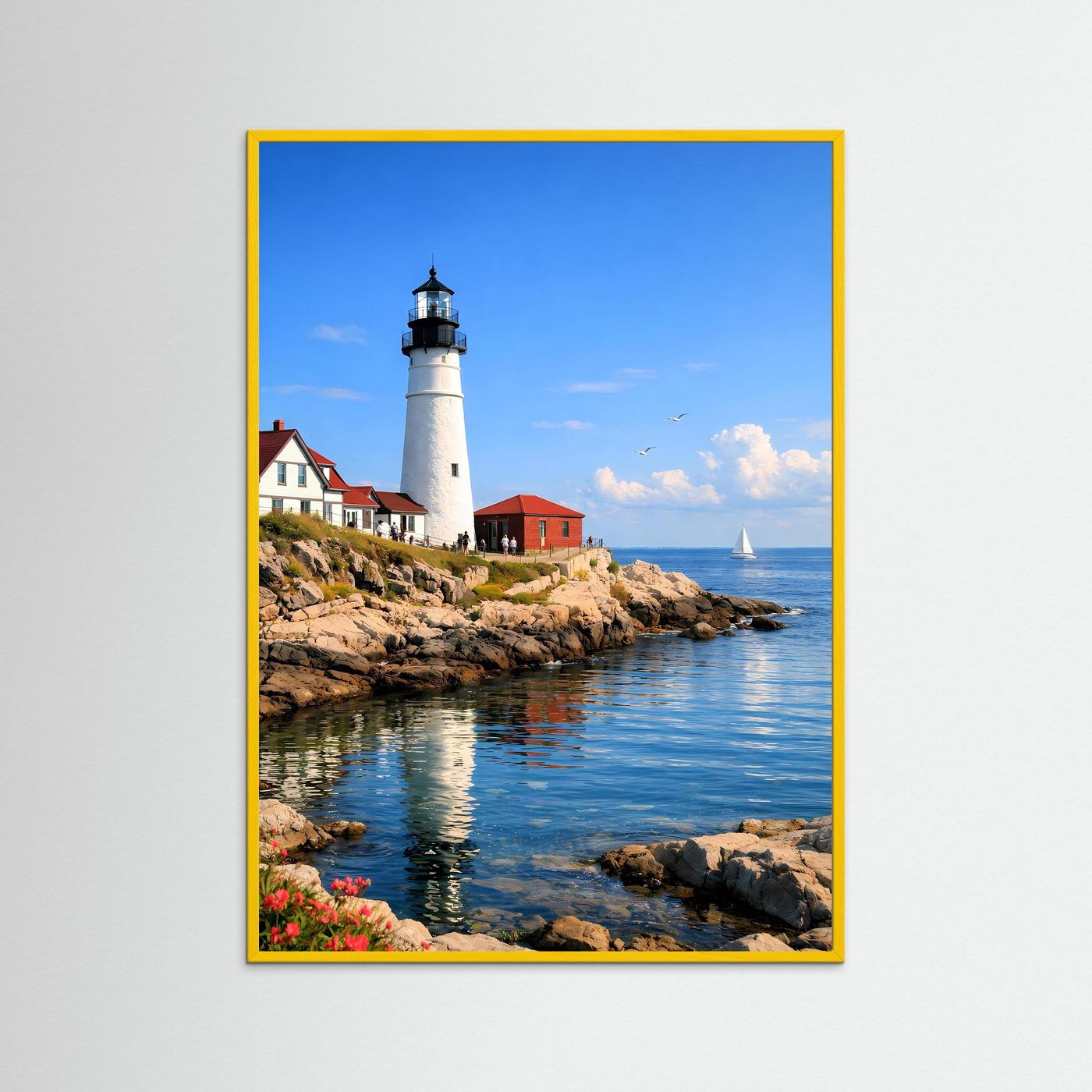 Poster Maritimer Leuchtturm an der Steilküste | Majestätisches Küsten Wandbild