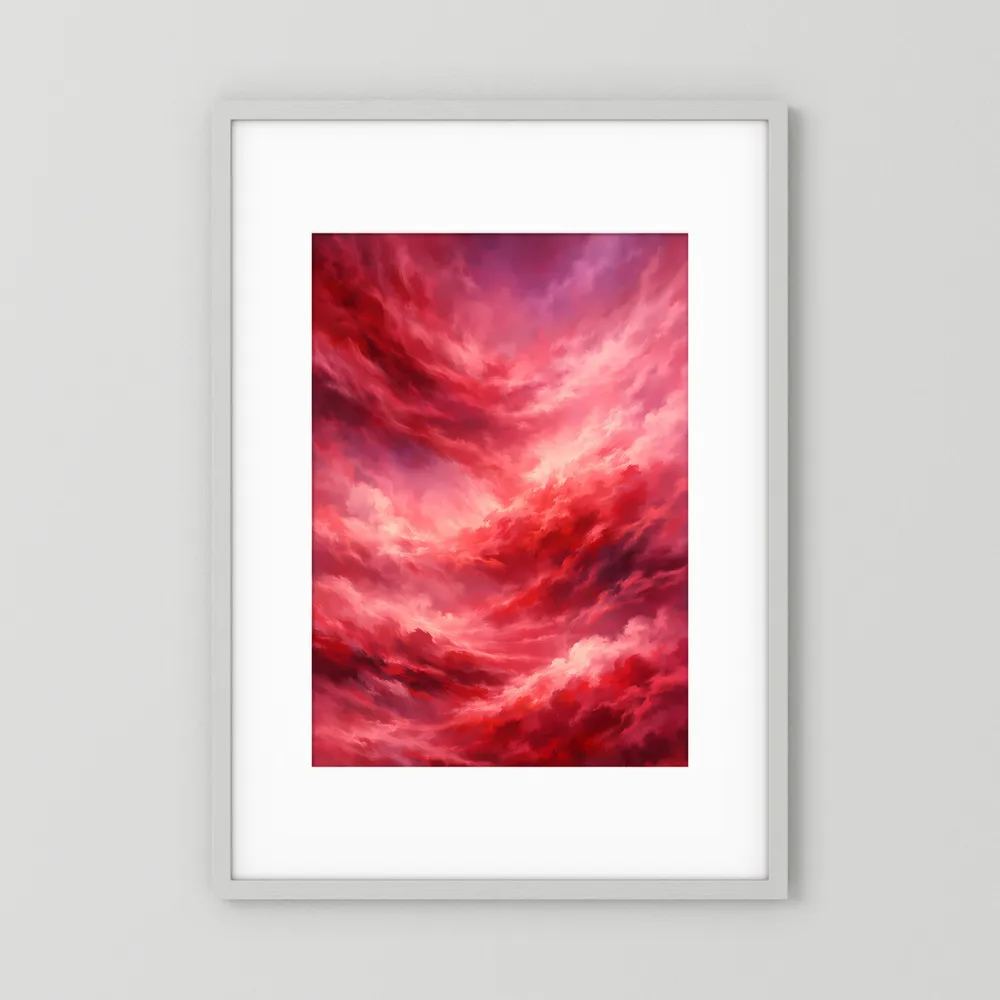Vertikales Poster mit abstraktem Wolkenhimmel in Rot und Rosa