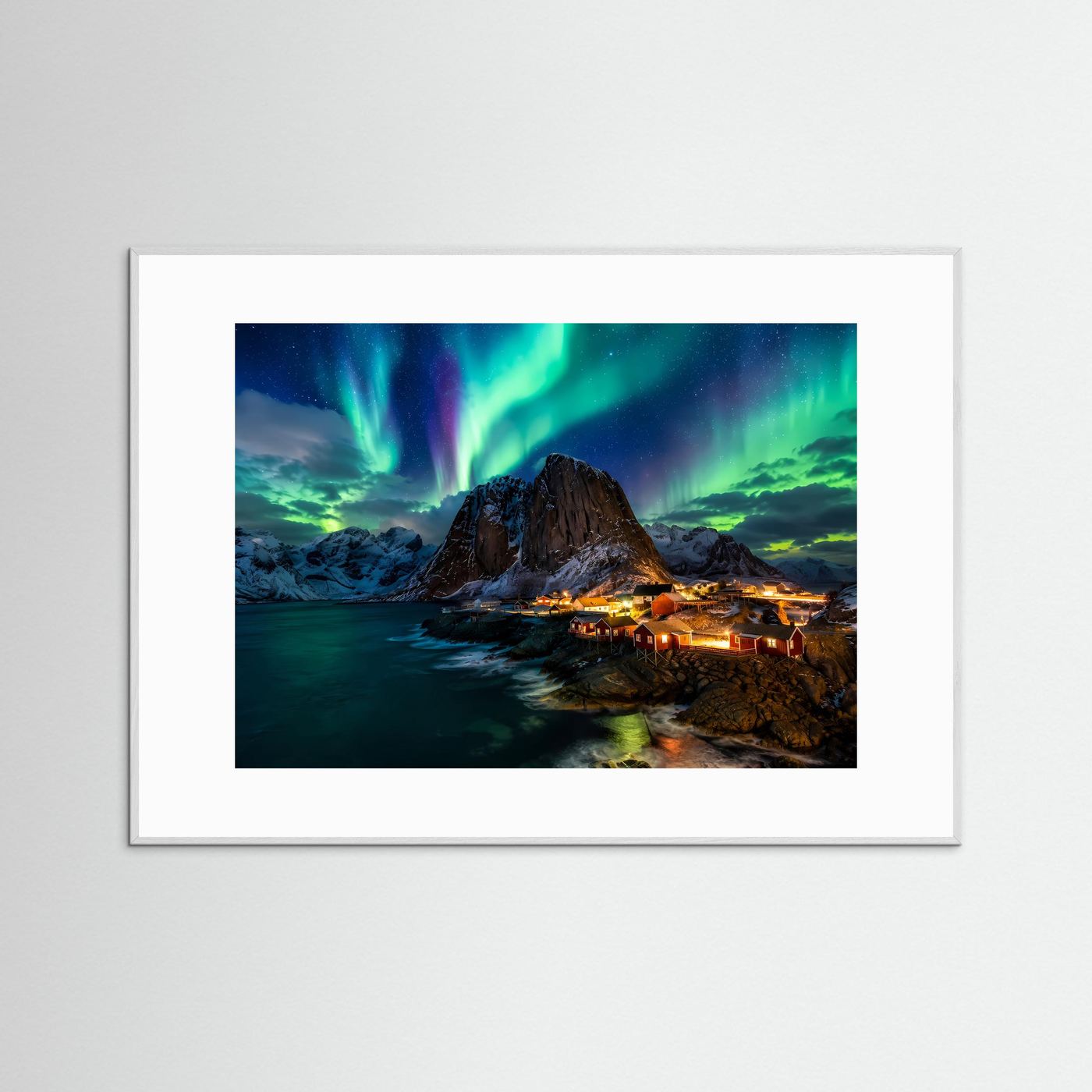 Magische Nordlichter auf den Lofoten | Arktische Polarlichter & Norwegen Panorama Poster
