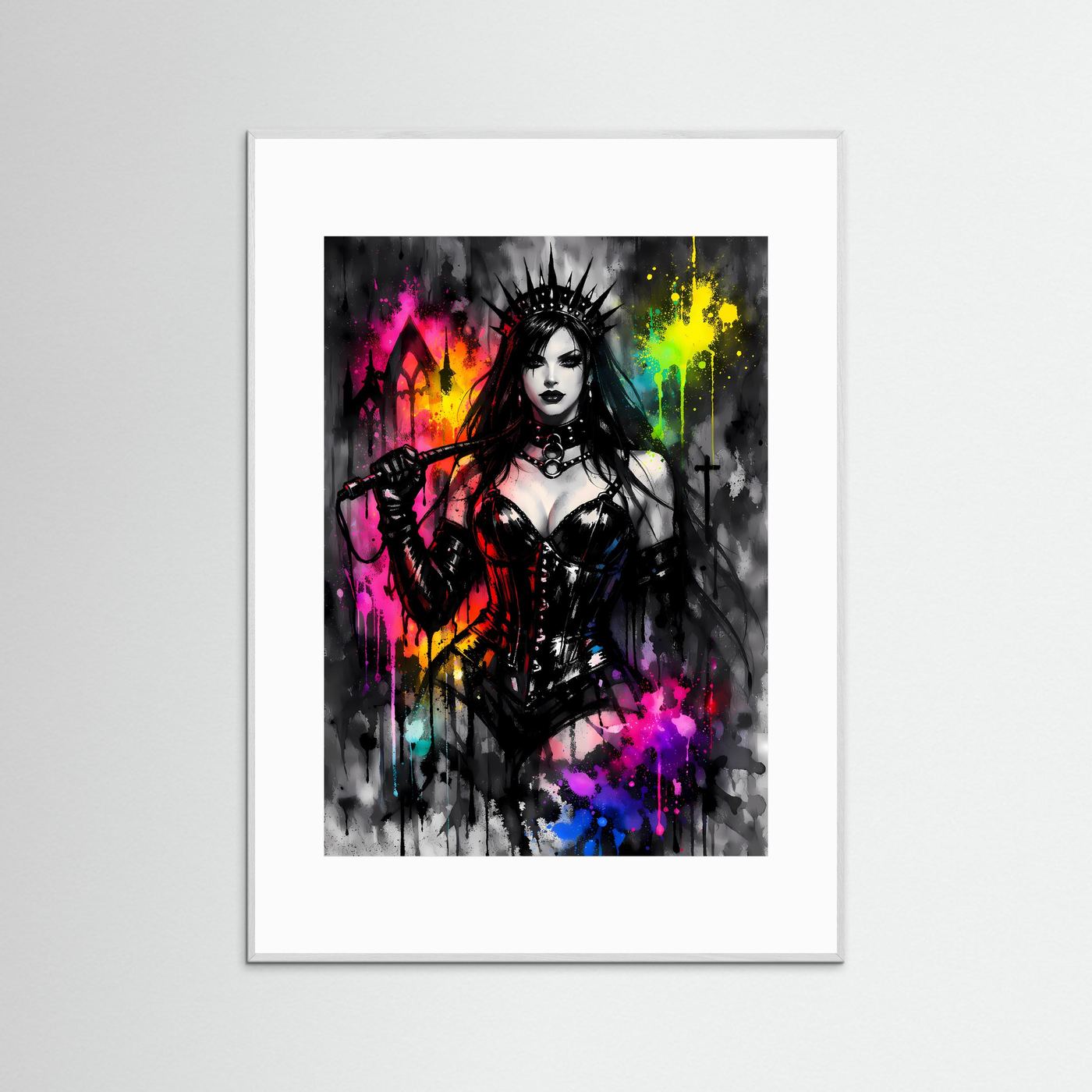 Gothic Queen Dominanz | Dunkles Fantasy Kunstposter mit Peitsche & Spiked Crown Hochformat