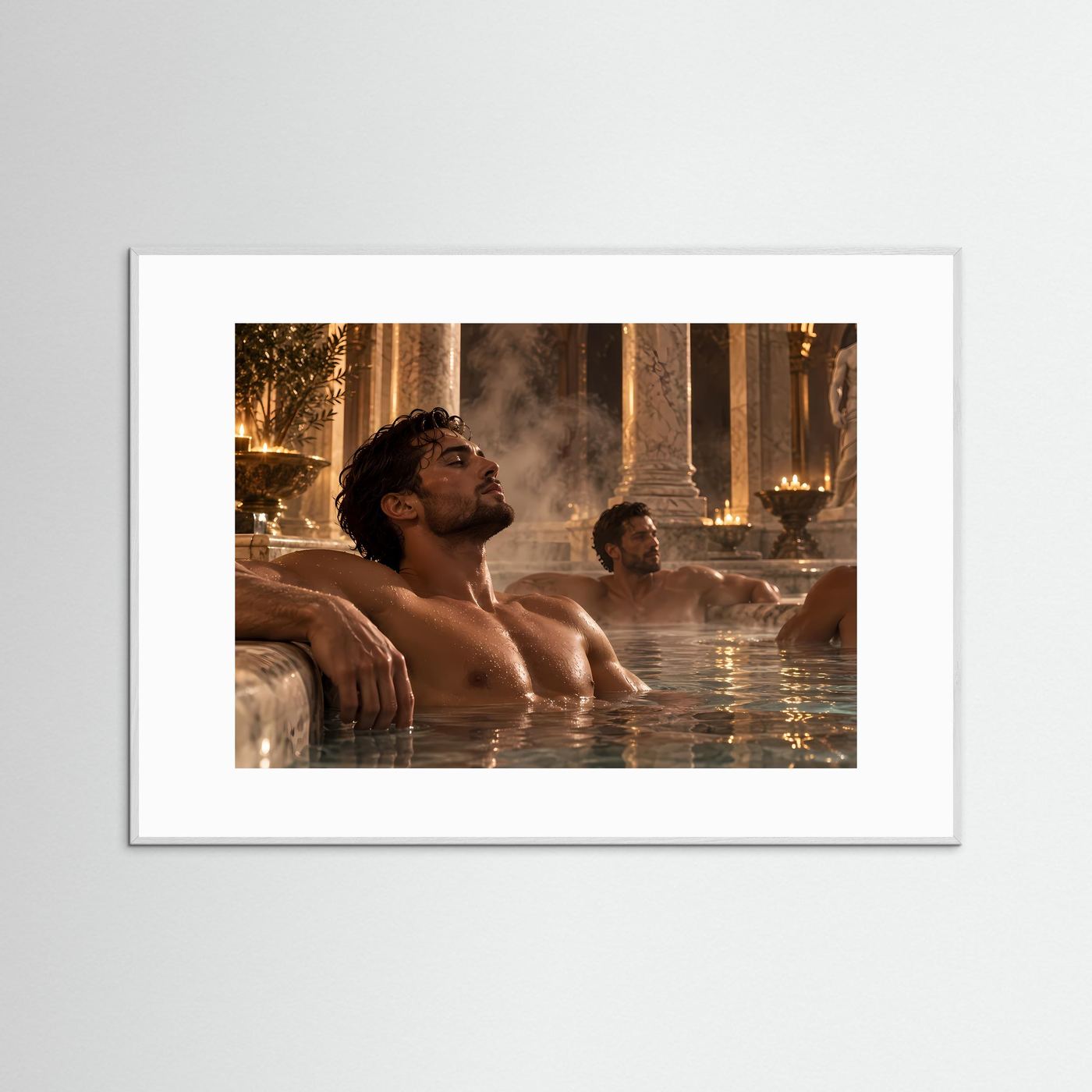 Luxuriöse römische Badehalle – Antikes Spa Motiv mit Marmor, Säulen & Figurenkunst