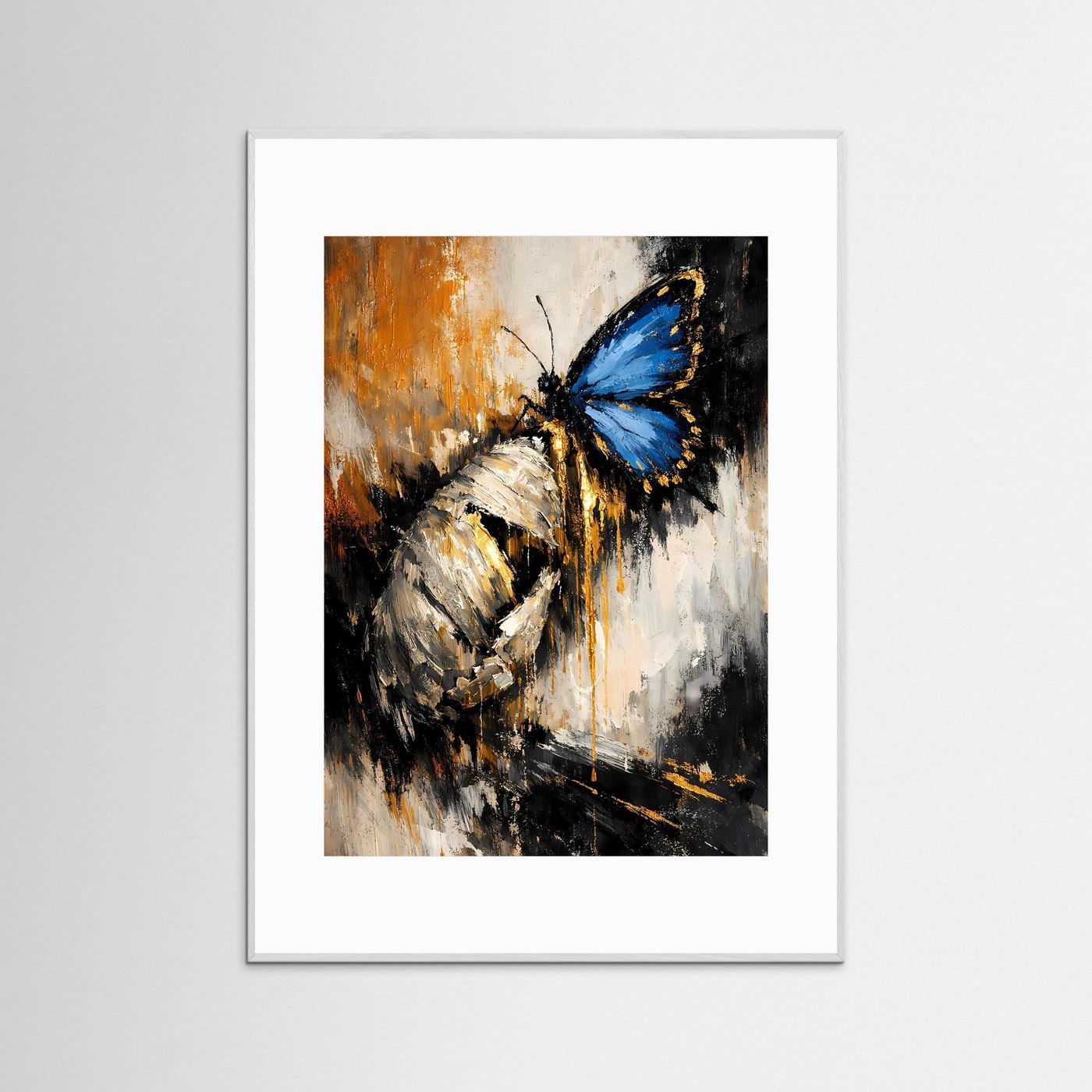 Schmetterling-Poster, abstrakte Grafik mit weißem Rahmen