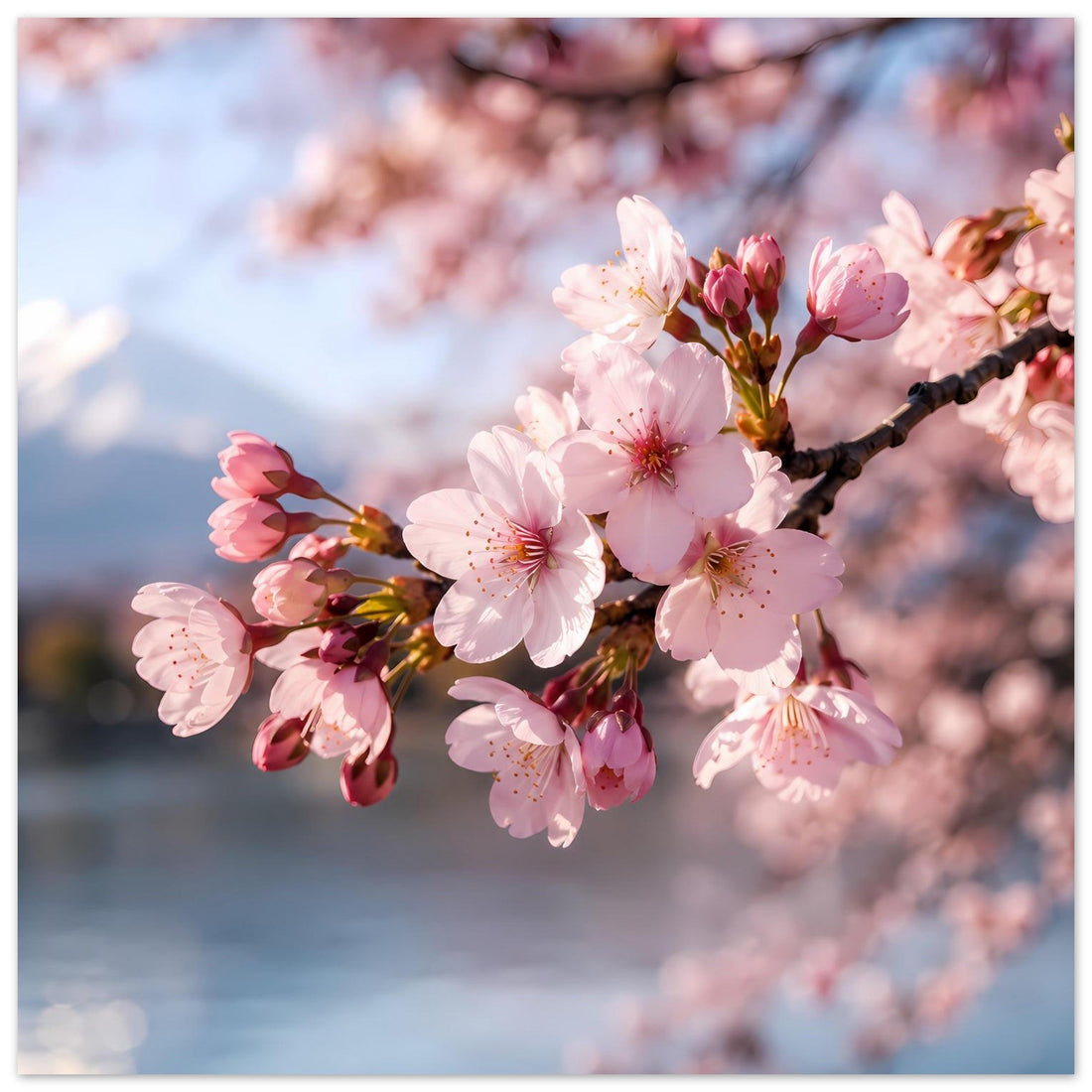 Rosa Sakura-Kirschblüten – Poster-Motiv