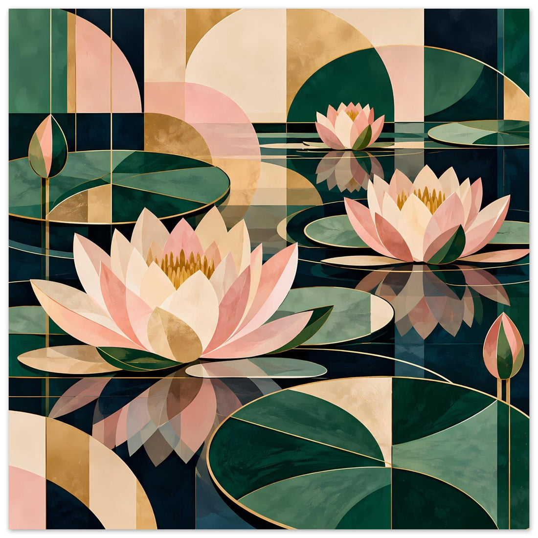 Lotus in Grün und Rosa als Poster