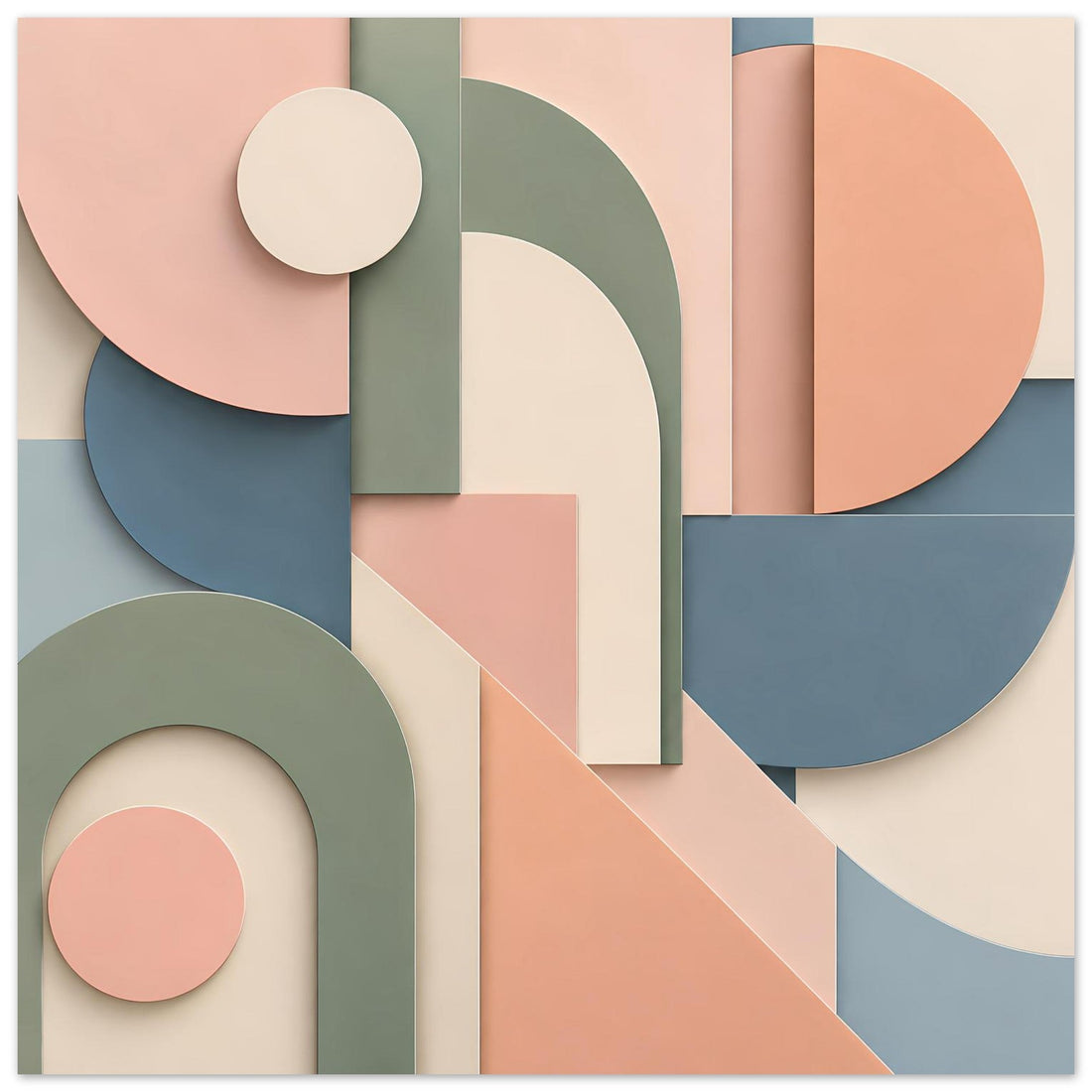 Geometrische Kunst in Terrakotta und Salbeigrün