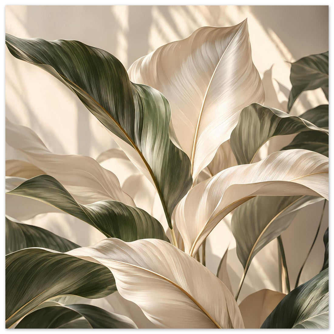 Abstrakte Stofffalten in Creme und Gold als Poster