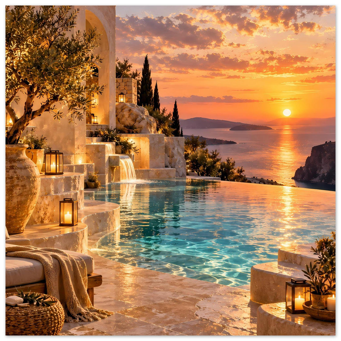 Sonnenuntergang am Meer Poster