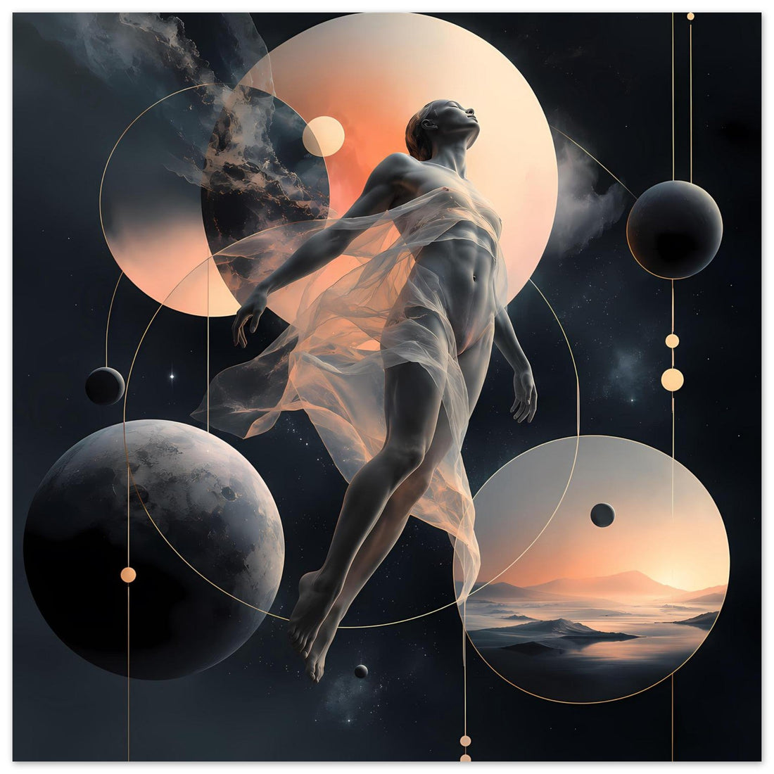 Abstrakte Figuren und kosmische Harmonie – Poster bei Solos Poster Kunst