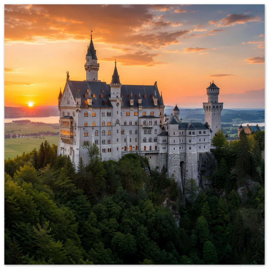 Märchenschloss über dem Wald Poster