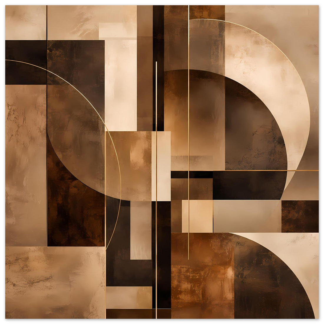 Geometrische Halbkreise mit Goldlinien als Poster