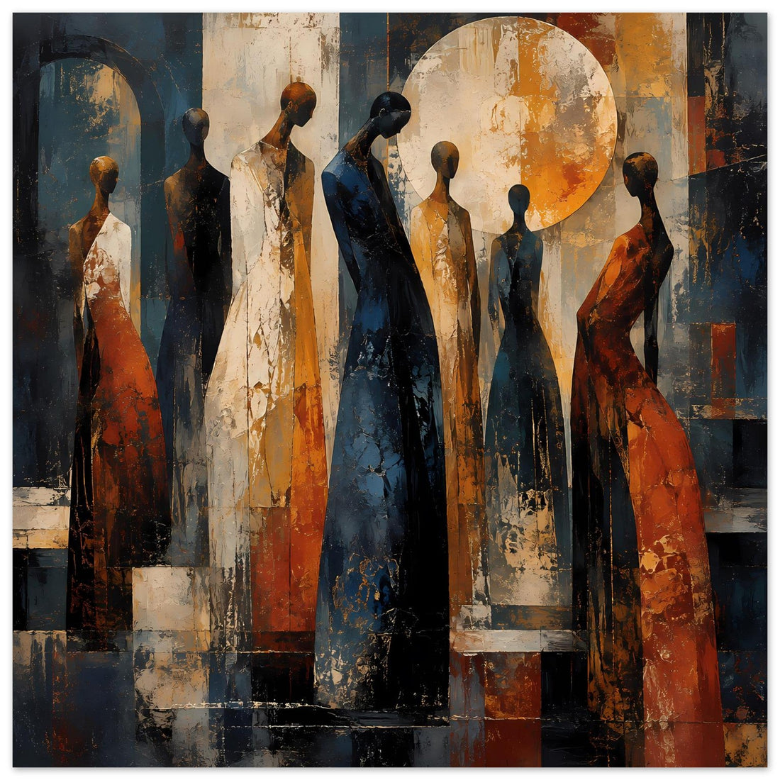 Abstrakte Figuren in warmen Farben Poster