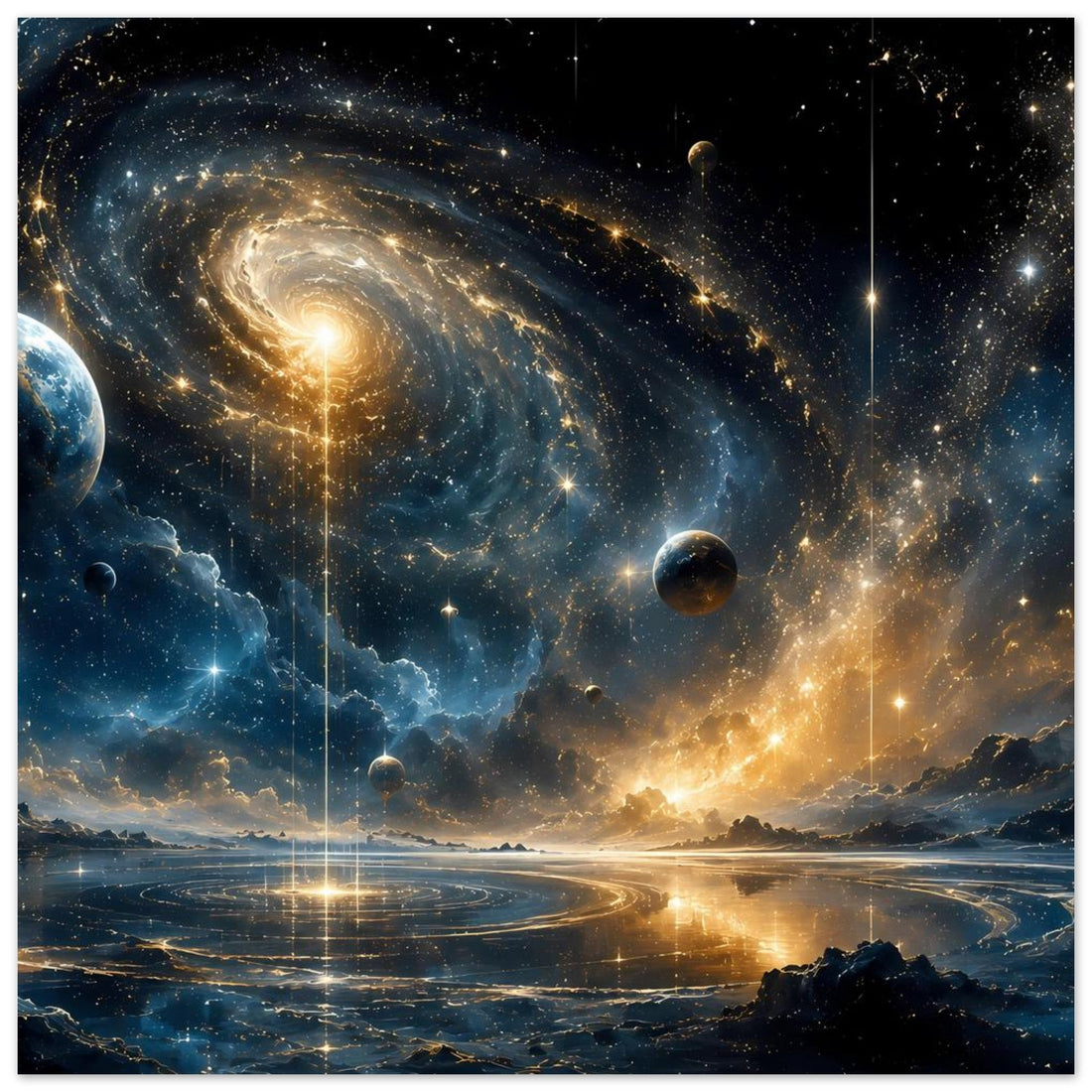 Galaktischer Kosmos mit Sternen und Planeten – Mystisches Weltraum-Poster
