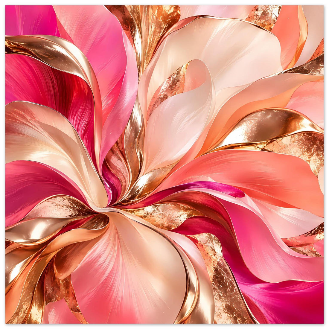 Florale Wirbel in Rosa und Gold Poster-Motiv