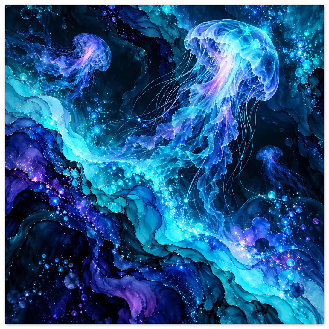 Quallen in Blau und Violett Poster