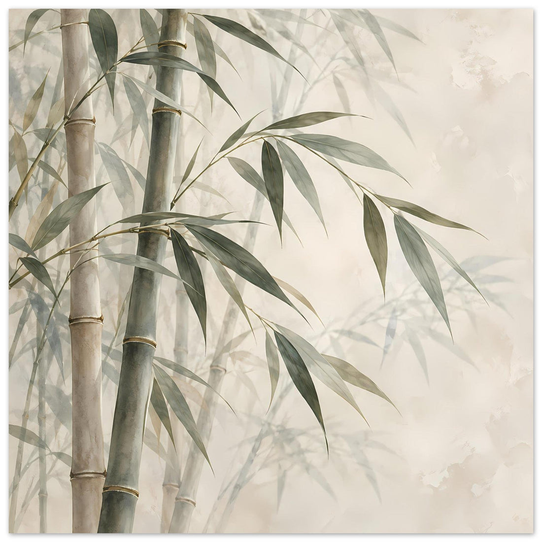 Bambus Poster in Salbeigrün und Grau – Minimalistische Zen-Kunst