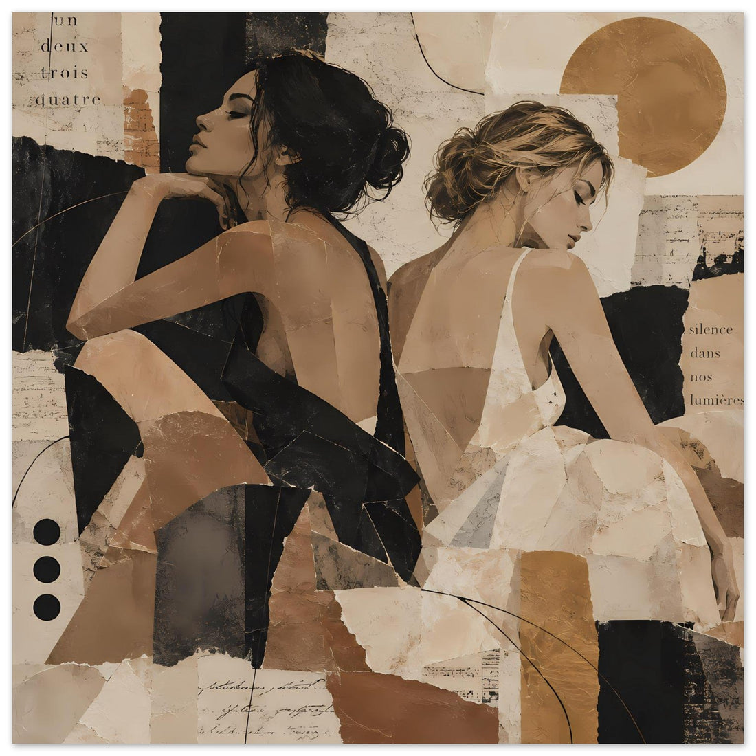 Feminines Frauen-Duo in warmen Erdtönen – Elegantes Collage-Poster