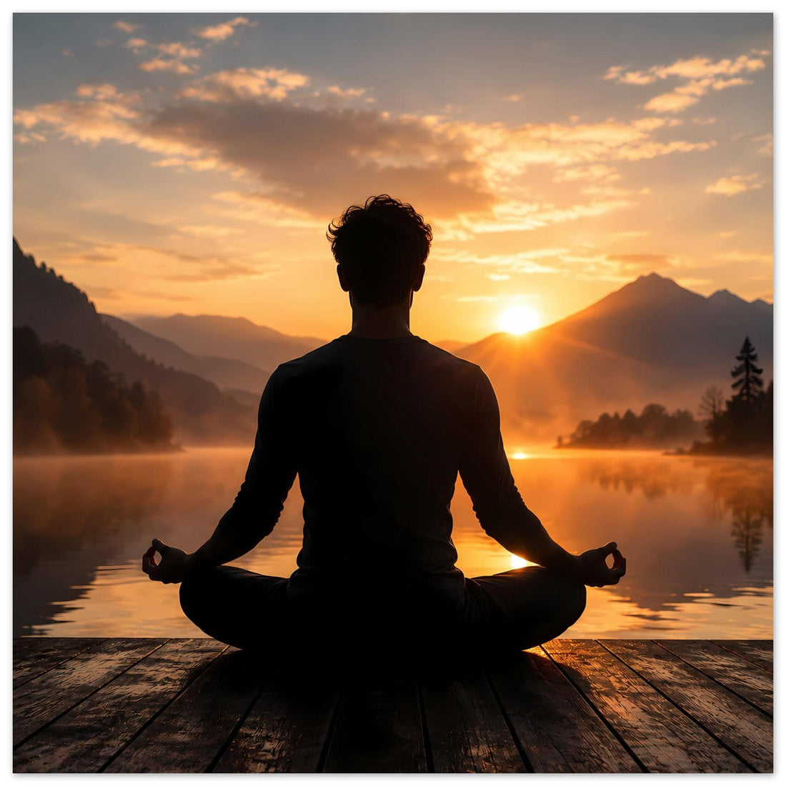Meditation in goldenem Sonnenlicht als Poster