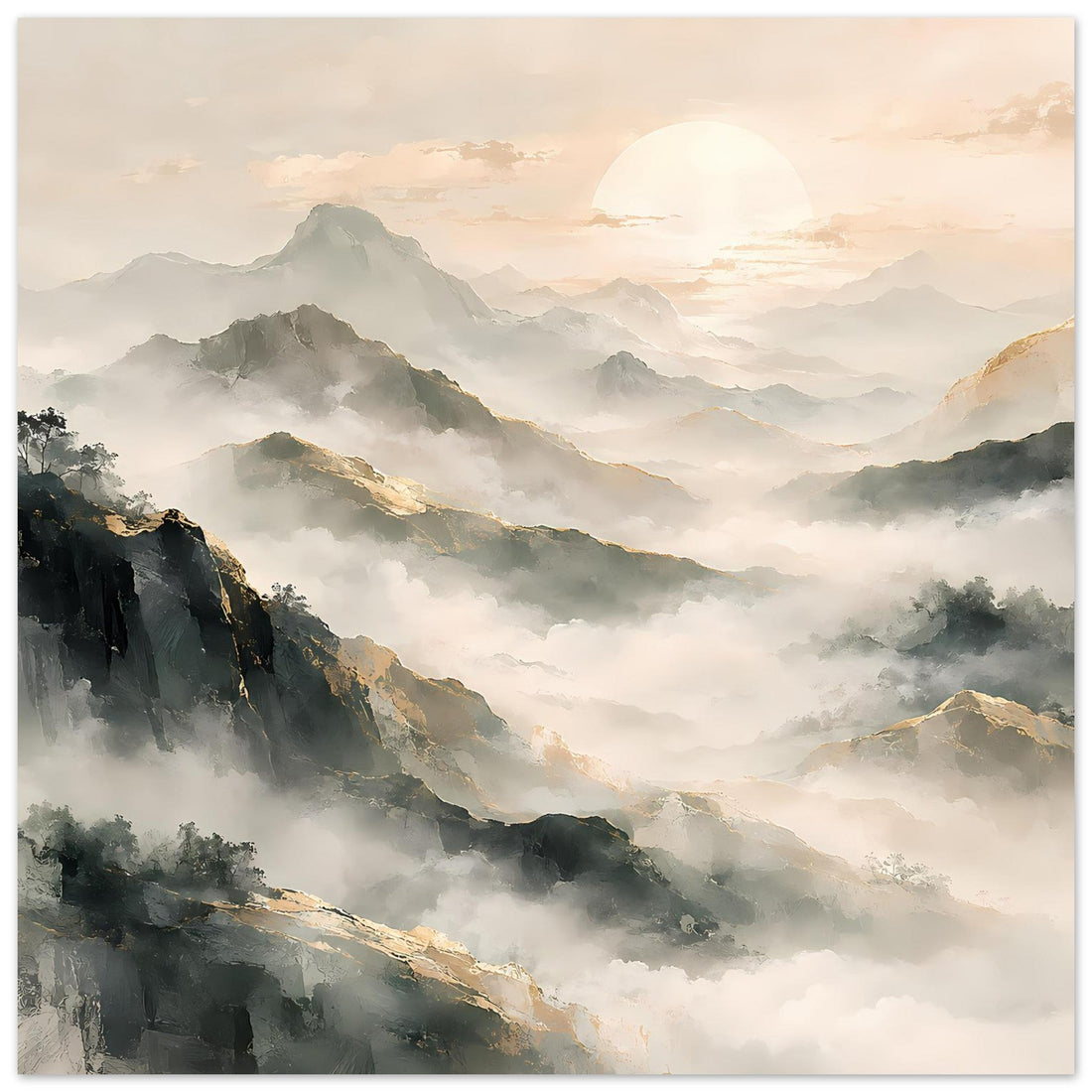 Bergpanorama in sanften Naturtönen Poster-Motiv