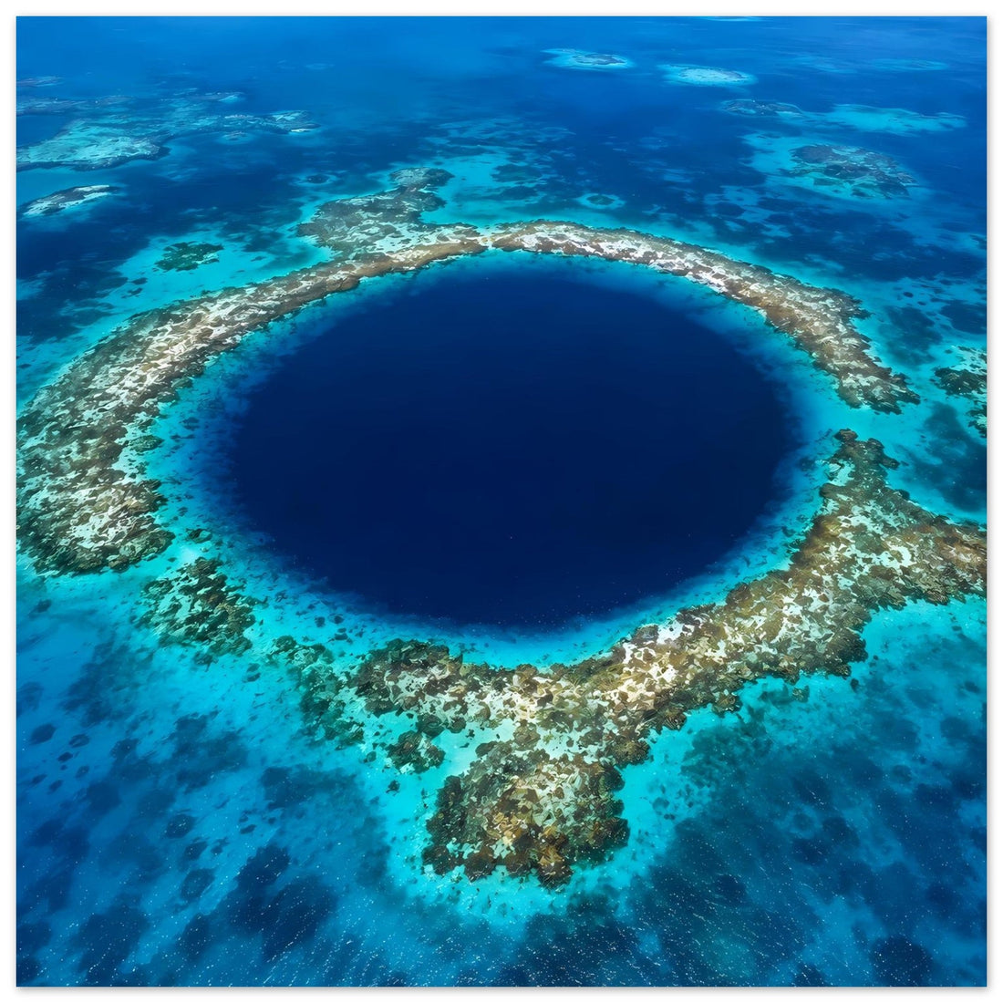 Great Blue Hole im türkisblauen Karibikmeer Poster