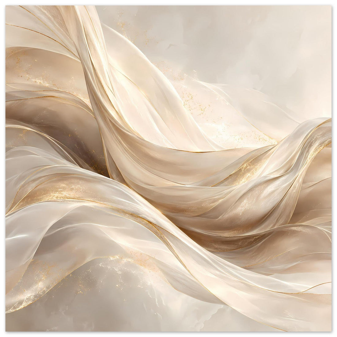 Stofffalten in Creme und Gold als Wandposter