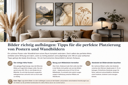 Bilder richtig aufhängen – Die perfekte Höhe und Platzierung für Poster und Wandbilder
