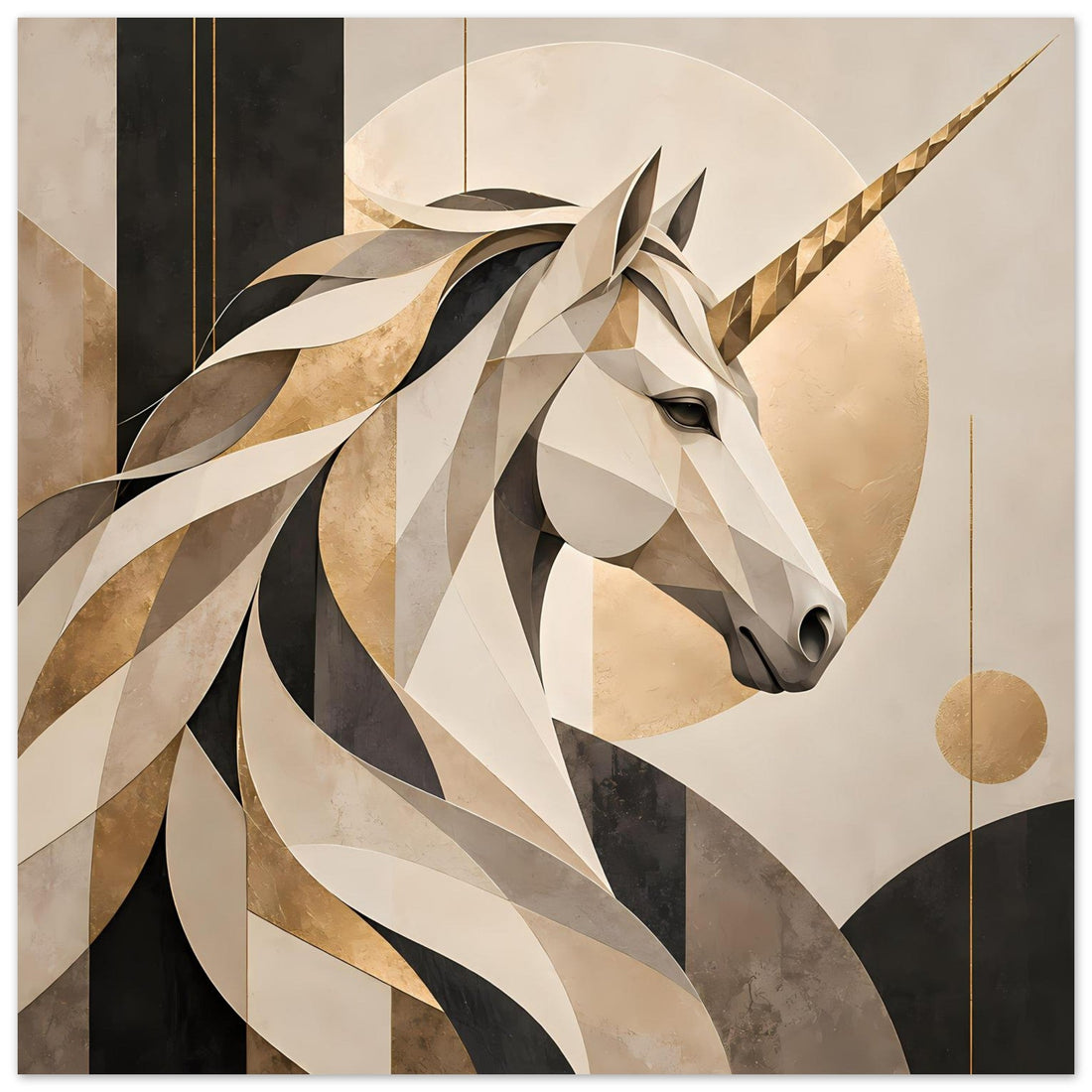 Geometrisches Einhorn in Gold – Poster-Motiv