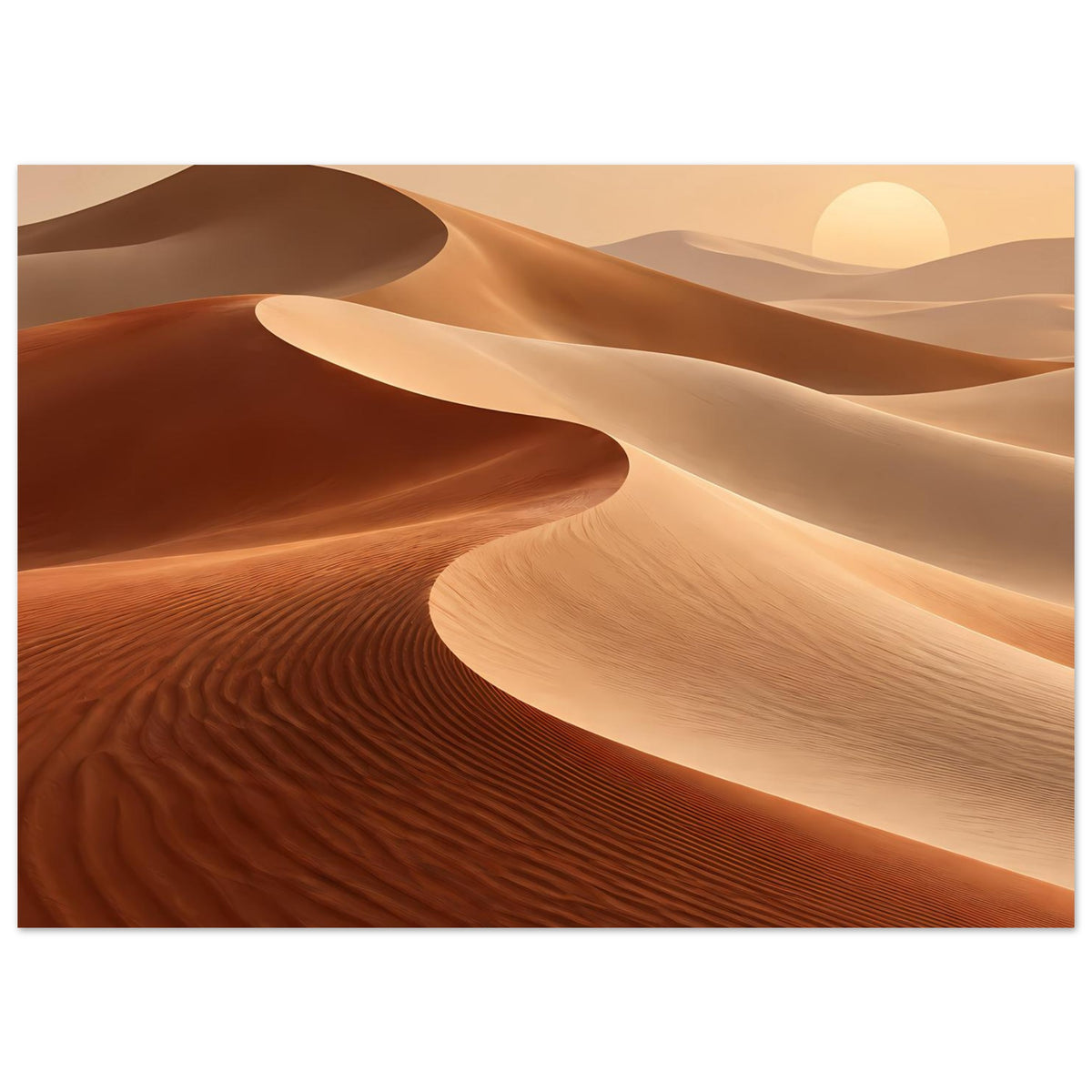 Wandposter mit warmen Sanddünen in Braun, Beige und Creme, horizontal