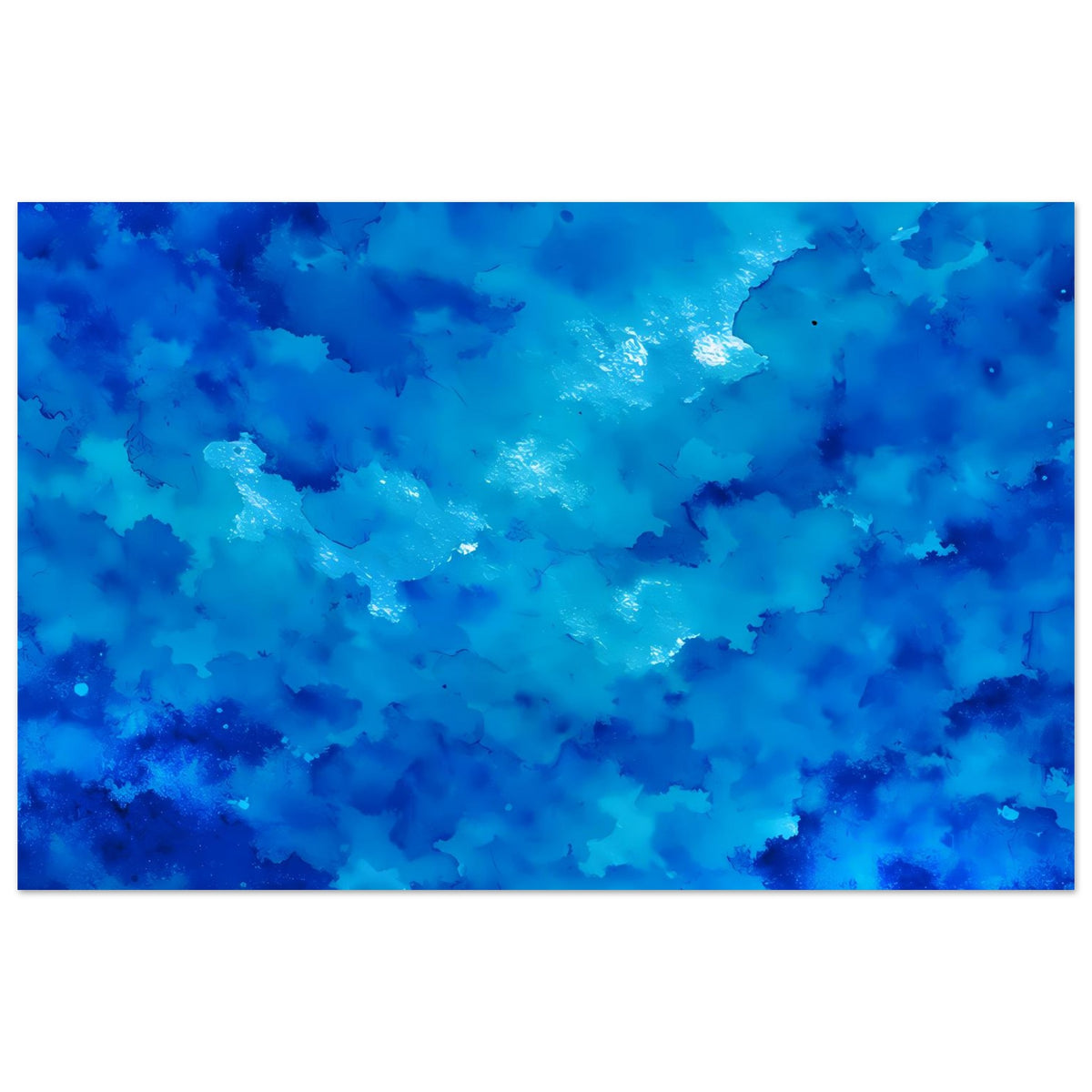 Horizontales Poster mit blauem abstraktem Aquarell und satter Farbtiefe