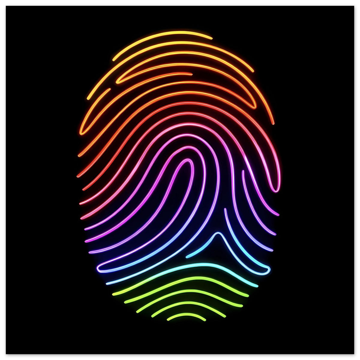 Poster mit Neon-Fingerabdruck in Regenbogenfarben, Querformat