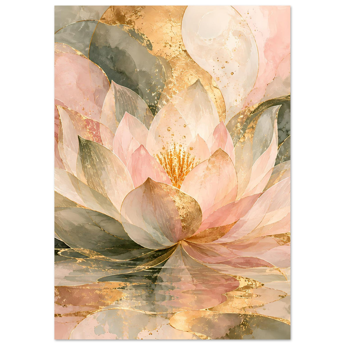 Lotusblüten-Poster in Rosé und Gold, vertikal