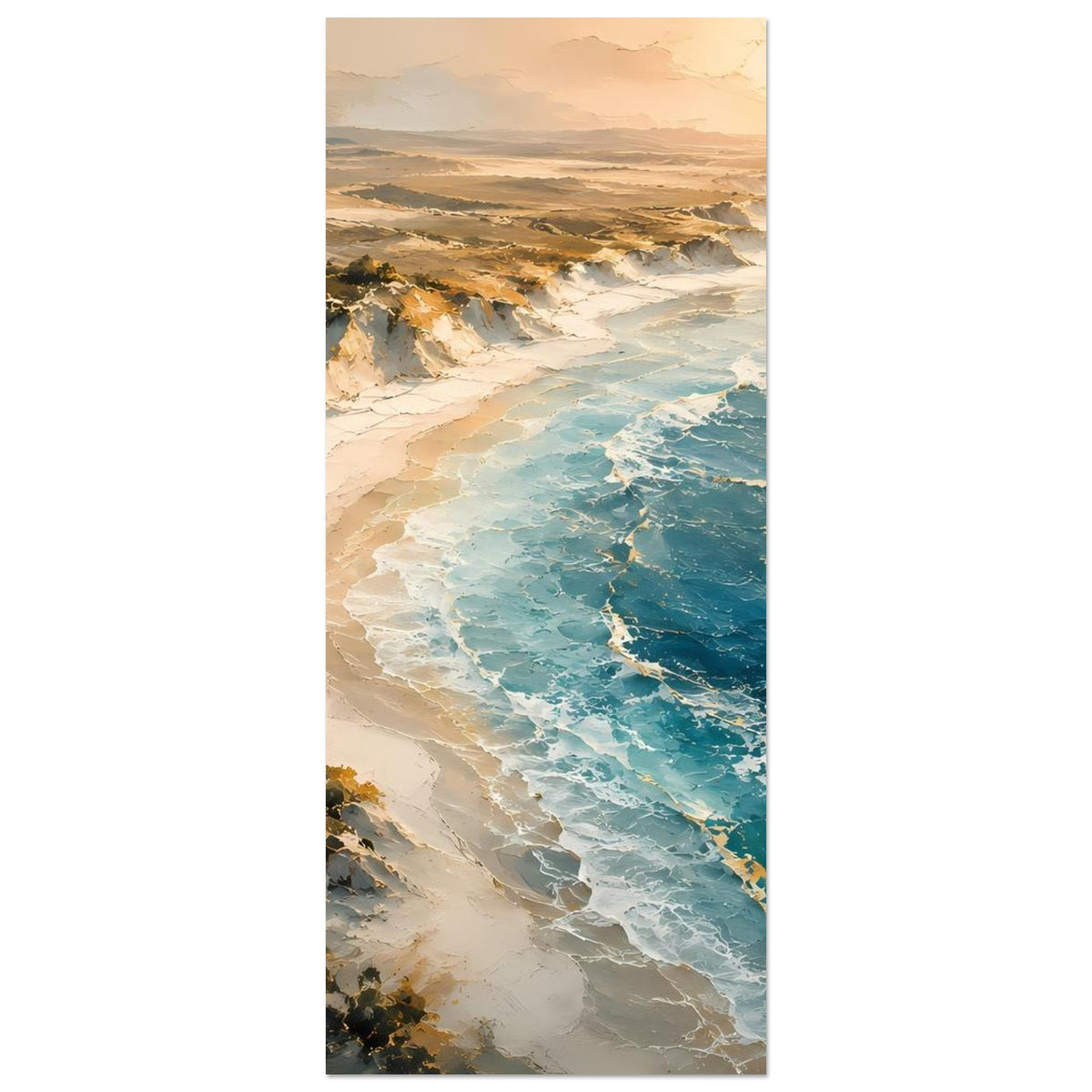 Poster (Hochformat) mit Sandstrand, türkisblauem Meer und Wellenkämmen