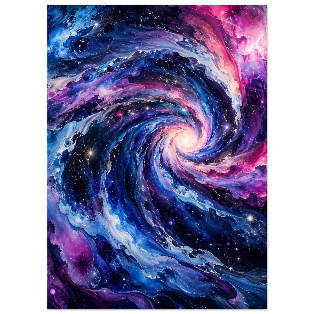 Vertikales Poster: cosmic Spiralgalaxie mit Blau-, Lila- und Pinkverläufen